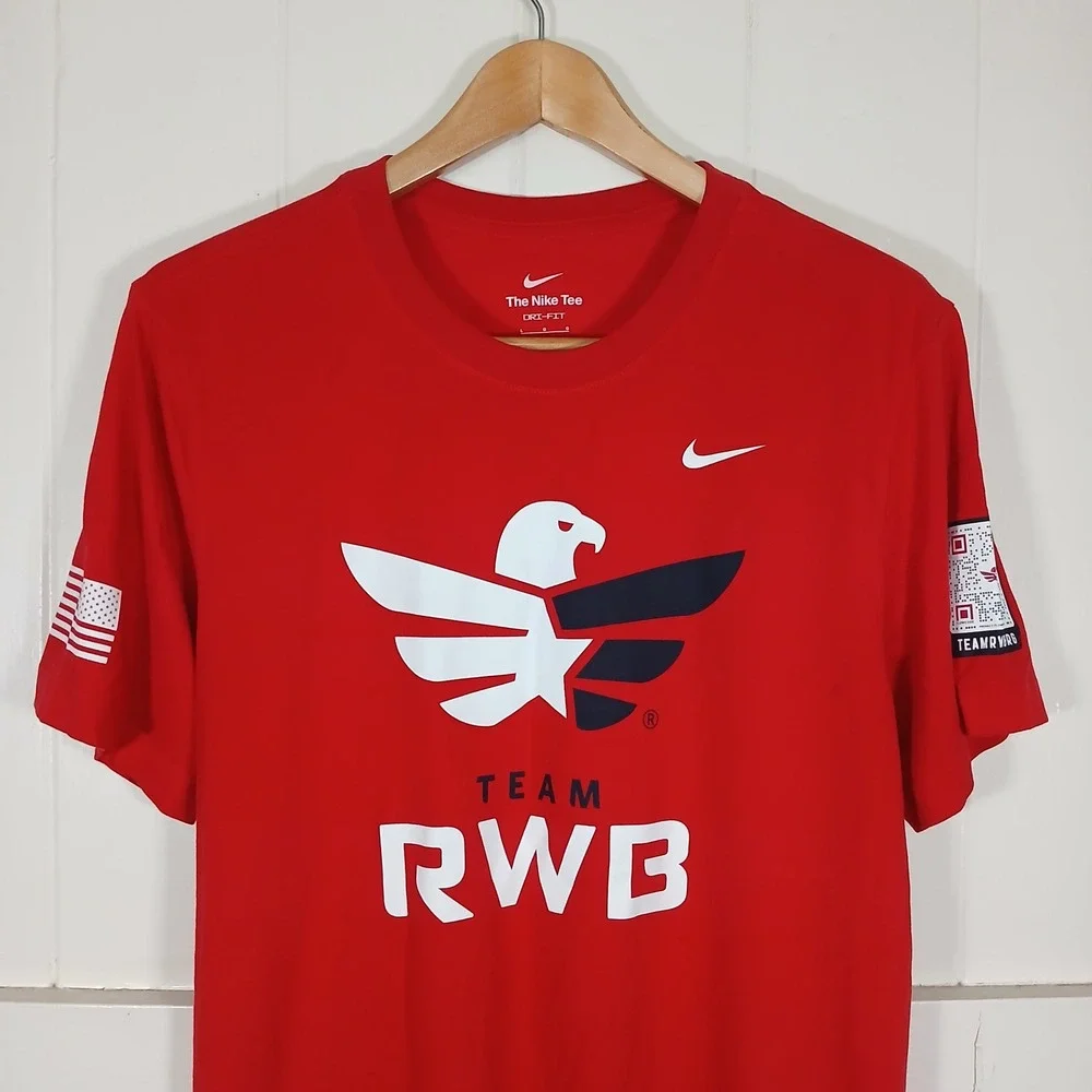Nike Team RWB T-Shirt Mens Large Red Dri-FIT Veteran Support BV1919-657 - Picture 1 of 9